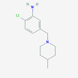 molecular formula C13H19ClN2 B7808658 2-Chloro-5-((4-methylpiperidin-1-yl)methyl)aniline 