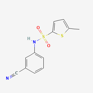 molecular formula C12H10N2O2S2 B7808708 N-(3-cyanophenyl)-5-methylthiophene-2-sulfonamide 