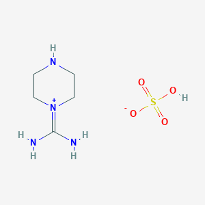 molecular formula C5H14N4O4S B7809060 Hydrogen sulfate;piperazin-1-ium-1-ylidenemethanediamine 