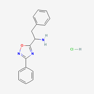 molecular formula C16H16ClN3O B7809179 2-Phenyl-1-(3-phenyl-1,2,4-oxadiazol-5-yl)ethanamine hydrochloride 