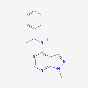 molecular formula C14H15N5 B7809388 1-甲基-N-(1-苯乙基)-1H-吡唑并[3,4-d]嘧啶-4-胺 