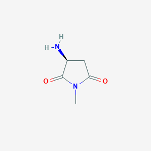 molecular formula C5H8N2O2 B7809521 (S)-3-Amino-1-methylpyrrolidine-2,5-dione 