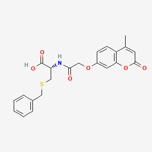 molecular formula C22H21NO6S B7810533 N-[2-[(4-Methyl-2-oxo-2H-1-benzopyran-7-yl)oxy]acetyl]-S-(phenylmethyl)-D-cysteine 