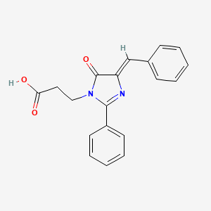 molecular formula C19H16N2O3 B7810548 3-[(4Z)-4-benzylidene-5-oxo-2-phenyl-4,5-dihydro-1H-imidazol-1-yl]propanoic acid 
