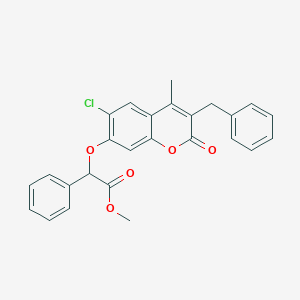 molecular formula C26H21ClO5 B7810604 methyl [(3-benzyl-6-chloro-4-methyl-2-oxo-2H-chromen-7-yl)oxy](phenyl)acetate 