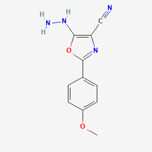 molecular formula C11H10N4O2 B7810617 5-Hydrazinyl-2-(4-methoxyphenyl)-1,3-oxazole-4-carbonitrile 