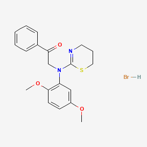 molecular formula C20H23BrN2O3S B7810620 2-[N-(5,6-dihydro-4H-1,3-thiazin-2-yl)-2,5-dimethoxyanilino]-1-phenylethanone;hydrobromide 