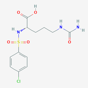 molecular formula C12H16ClN3O5S B7810634 N~5~-carbamoyl-N~2~-[(4-chlorophenyl)sulfonyl]-L-ornithine 