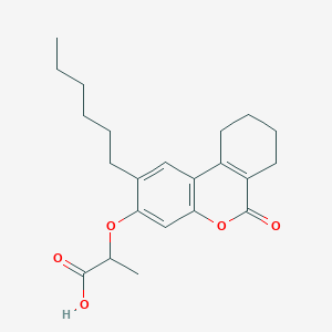 molecular formula C22H28O5 B7810649 2-[(2-hexyl-6-oxo-7,8,9,10-tetrahydro-6H-benzo[c]chromen-3-yl)oxy]propanoic acid 