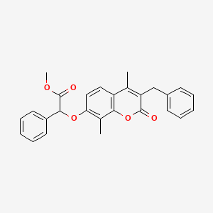 molecular formula C27H24O5 B7810652 methyl [(3-benzyl-4,8-dimethyl-2-oxo-2H-chromen-7-yl)oxy](phenyl)acetate 