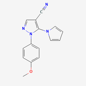 molecular formula C15H12N4O B7810754 1-(4-methoxyphenyl)-5-(1H-pyrrol-1-yl)-1H-pyrazole-4-carbonitrile 