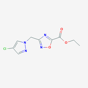 molecular formula C9H9ClN4O3 B7810776 Ethyl 3-((4-chloro-1H-pyrazol-1-yl)methyl)-1,2,4-oxadiazole-5-carboxylate 