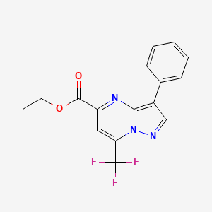 molecular formula C16H12F3N3O2 B7810782 Ethyl 3-phenyl-7-(trifluoromethyl)pyrazolo[1,5-a]pyrimidine-5-carboxylate 