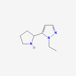 molecular formula C9H15N3 B7810842 1-ethyl-5-(pyrrolidin-2-yl)-1H-pyrazole 