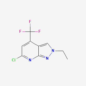 molecular formula C9H7ClF3N3 B7810921 6-chloro-2-ethyl-4-(trifluoromethyl)-2H-pyrazolo[3,4-b]pyridine 