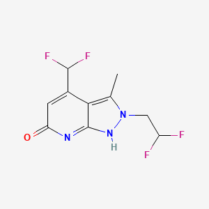 molecular formula C10H9F4N3O B7810949 2-(2,2-difluoroethyl)-4-(difluoromethyl)-3-methyl-1H-pyrazolo[3,4-b]pyridin-6-one 