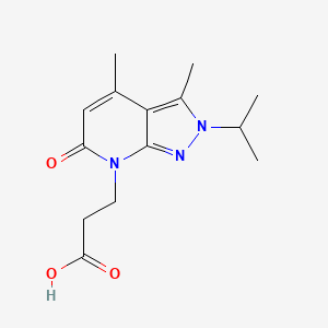 molecular formula C14H19N3O3 B7810958 3-(2-Isopropyl-3,4-dimethyl-6-oxo-2H-pyrazolo[3,4-b]pyridin-7(6H)-yl)propanoic acid 