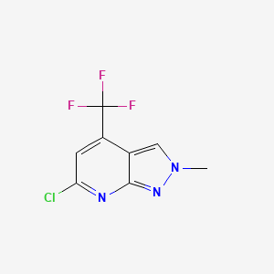 molecular formula C8H5ClF3N3 B7811026 6-chloro-2-methyl-4-(trifluoromethyl)-2H-pyrazolo[3,4-b]pyridine 