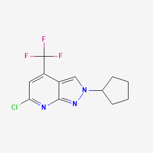 molecular formula C12H11ClF3N3 B7811028 6-chloro-2-cyclopentyl-4-(trifluoromethyl)-2H-pyrazolo[3,4-b]pyridine 