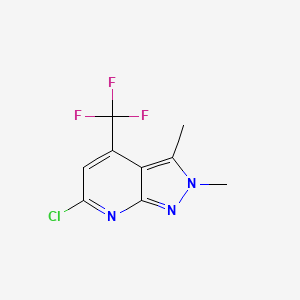 molecular formula C9H7ClF3N3 B7811039 6-chloro-2,3-dimethyl-4-(trifluoromethyl)-2H-pyrazolo[3,4-b]pyridine 