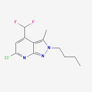 molecular formula C12H14ClF2N3 B7811043 2-butyl-6-chloro-4-(difluoromethyl)-3-methyl-2H-pyrazolo[3,4-b]pyridine 