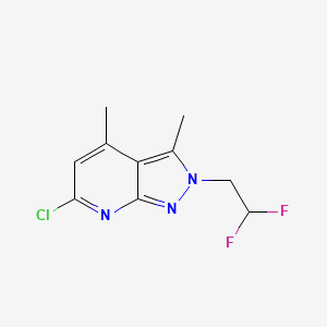 molecular formula C10H10ClF2N3 B7811052 6-chloro-2-(2,2-difluoroethyl)-3,4-dimethyl-2H-pyrazolo[3,4-b]pyridine 