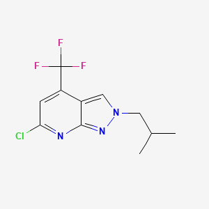 molecular formula C11H11ClF3N3 B7811057 6-Chloro-2-isobutyl-4-(trifluoromethyl)-2H-pyrazolo[3,4-b]pyridine 