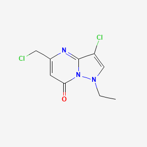 molecular formula C9H9Cl2N3O B7811106 3-chloro-5-(chloromethyl)-1-ethylpyrazolo[1,5-a]pyrimidin-7(1H)-one 