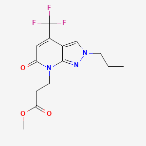 molecular formula C14H16F3N3O3 B7811110 Methyl 3-(6-oxo-2-propyl-4-(trifluoromethyl)-2H-pyrazolo[3,4-b]pyridin-7(6H)-yl)propanoate 