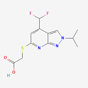 molecular formula C12H13F2N3O2S B7811140 2-((4-(Difluoromethyl)-2-isopropyl-2H-pyrazolo[3,4-b]pyridin-6-yl)thio)acetic acid 