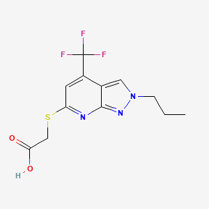 molecular formula C12H12F3N3O2S B7811143 2-((2-Propyl-4-(trifluoromethyl)-2H-pyrazolo[3,4-b]pyridin-6-yl)thio)acetic acid 