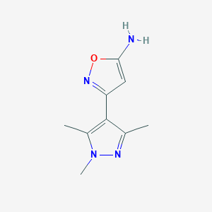 molecular formula C9H12N4O B7811161 3-(1,3,5-Trimethyl-1H-pyrazol-4-yl)isoxazol-5-amine 