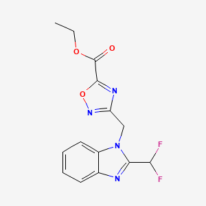 molecular formula C14H12F2N4O3 B7811164 ethyl 3-{[2-(difluoromethyl)-1H-benzimidazol-1-yl]methyl}-1,2,4-oxadiazole-5-carboxylate 