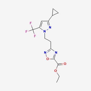 Ethyl 3-(2-(3-cyclopropyl-5-(trifluoromethyl)-1H-pyrazol-1-yl)ethyl)-1,2,4-oxadiazole-5-carboxylate