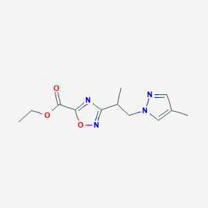molecular formula C12H16N4O3 B7811190 Ethyl 3-(1-(4-methyl-1H-pyrazol-1-yl)propan-2-yl)-1,2,4-oxadiazole-5-carboxylate 