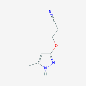 molecular formula C7H9N3O B7811198 3-((3-Methyl-1H-pyrazol-5-yl)oxy)propanenitrile 