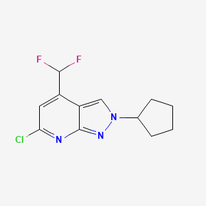 molecular formula C12H12ClF2N3 B7811205 6-chloro-2-cyclopentyl-4-(difluoromethyl)-2H-pyrazolo[3,4-b]pyridine 