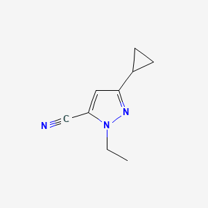 molecular formula C9H11N3 B7811218 3-cyclopropyl-1-ethyl-1H-pyrazole-5-carbonitrile 