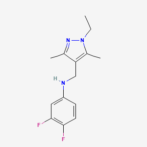 molecular formula C14H17F2N3 B7811234 N-((1-Ethyl-3,5-dimethyl-1H-pyrazol-4-yl)methyl)-3,4-difluoroaniline 