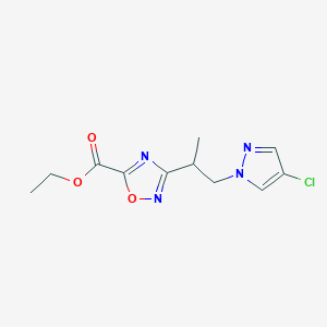 Ethyl 3-(1-(4-chloro-1H-pyrazol-1-yl)propan-2-yl)-1,2,4-oxadiazole-5-carboxylate