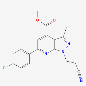 methyl 6-(4-chlorophenyl)-1-(2-cyanoethyl)-3-methyl-1H-pyrazolo[3,4-b]pyridine-4-carboxylate