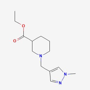 molecular formula C13H21N3O2 B7811372 ethyl 1-[(1-methyl-1H-pyrazol-4-yl)methyl]piperidine-3-carboxylate 