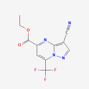 molecular formula C11H7F3N4O2 B7811398 Ethyl 3-cyano-7-(trifluoromethyl)pyrazolo[1,5-a]pyrimidine-5-carboxylate 