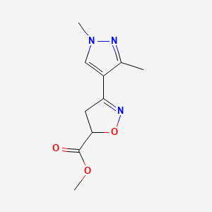 molecular formula C10H13N3O3 B7811425 Methyl 3-(1,3-dimethyl-1H-pyrazol-4-yl)-4,5-dihydroisoxazole-5-carboxylate 