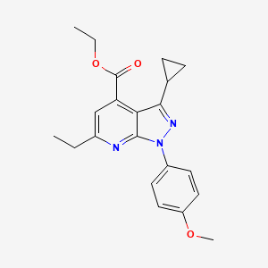 molecular formula C21H23N3O3 B7811434 ethyl 3-cyclopropyl-6-ethyl-1-(4-methoxyphenyl)-1H-pyrazolo[3,4-b]pyridine-4-carboxylate 