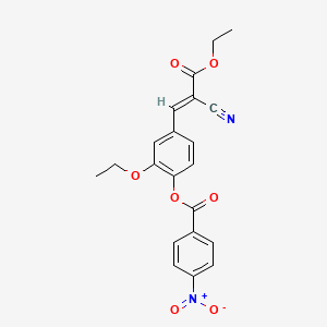 molecular formula C21H18N2O7 B7811486 4-[(1E)-2-cyano-3-ethoxy-3-oxoprop-1-en-1-yl]-2-ethoxyphenyl 4-nitrobenzoate 