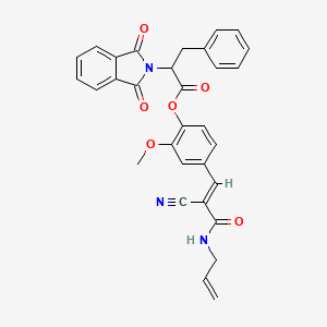 molecular formula C31H25N3O6 B7811492 4-[(1E)-2-cyano-3-oxo-3-(prop-2-en-1-ylamino)prop-1-en-1-yl]-2-methoxyphenyl 2-(1,3-dioxo-1,3-dihydro-2H-isoindol-2-yl)-3-phenylpropanoate 