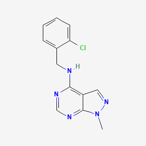 molecular formula C13H12ClN5 B7811508 N-[(2-chlorophenyl)methyl]-1-methylpyrazolo[3,4-d]pyrimidin-4-amine 