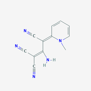 molecular formula C12H9N5 B7811563 (3E)-2-amino-3-(1-methylpyridin-2-ylidene)prop-1-ene-1,1,3-tricarbonitrile 