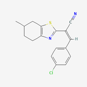 molecular formula C17H15ClN2S B7811565 (2Z)-3-(4-chlorophenyl)-2-(6-methyl-4,5,6,7-tetrahydro-1,3-benzothiazol-2-yl)prop-2-enenitrile 